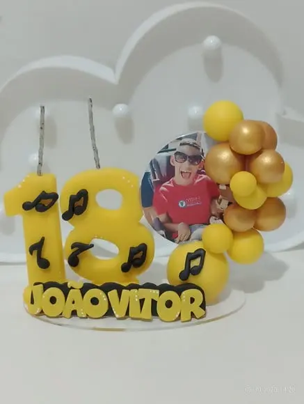Topo de Bolo com Vela e Foto Personalizada