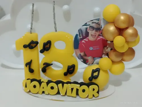 Topo de Bolo com Vela e Foto Personalizada
