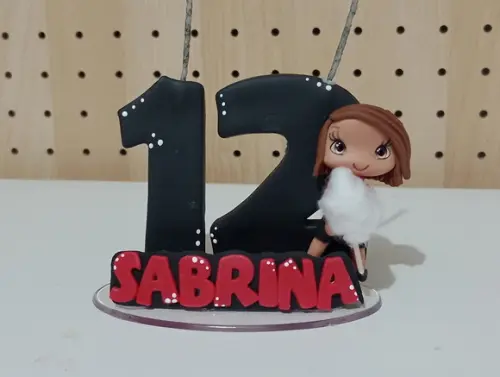 Topo de Bolo de Biscuit Menina Algodão Doce