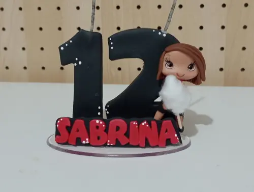 Topo de Bolo de Biscuit Menina Algodão Doce