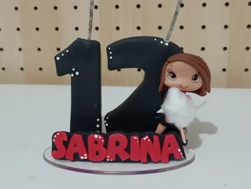 Topo de Bolo de Biscuit Menina Algodão Doce