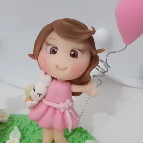 Topo de Bolo de Biscuit Menina Tema Páscoa