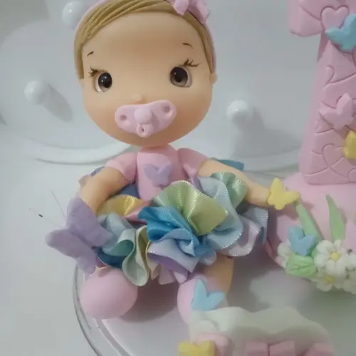 Topo de Bolo de Biscuit para Menina Tema Borboletas com Nome