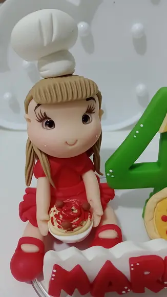 Topo de Bolo de Bscuit Menina Tema Itália