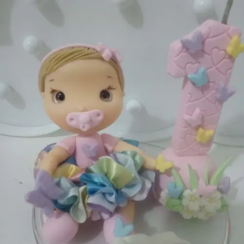Topo de Bolo de Biscuit para Menina Tema Borboletas com Nome