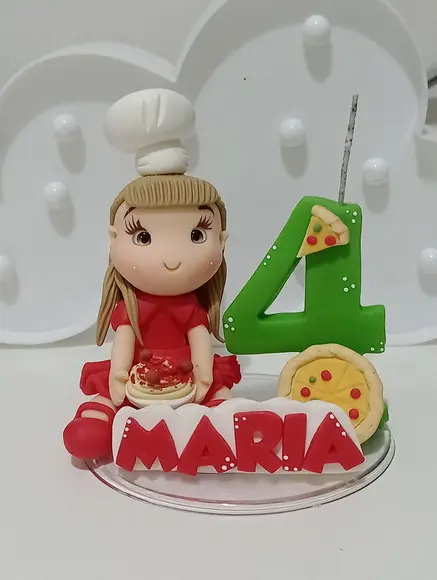 Topo de Bolo de Bscuit Menina Tema Itália