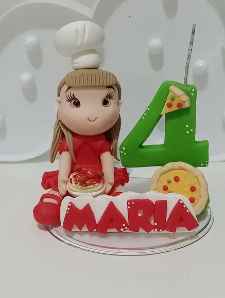 Topo de Bolo de Bscuit Menina Tema Itália
