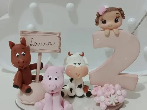 Topo de Bolo Fazendinha com Nome de Biscuit