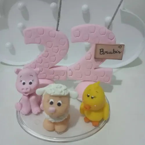 Topo de Bolo Fazendinha Rosa Festa Adulto