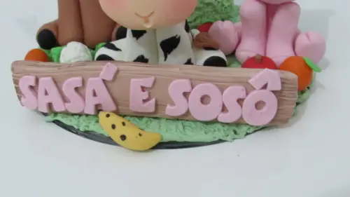 Topo de Bolo Fazendinha Rosa com Nome