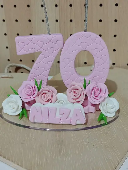 Topo de Bolo Festa Adulto de Rosas de Biscuit com Nome