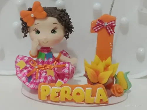 Topo de Bolo Festa Junina com Vela Personalizado