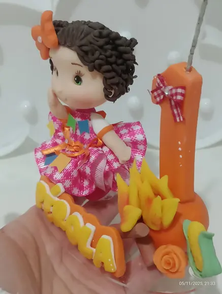 Topo de Bolo Festa Junina com Vela Personalizado