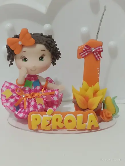 Topo de Bolo Festa Junina com Vela Personalizado