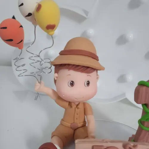 Topo de Bolo Festa Safari Menino com Balões