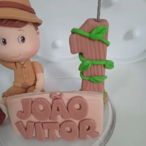 Topo de Bolo Festa Safari Menino com Balões