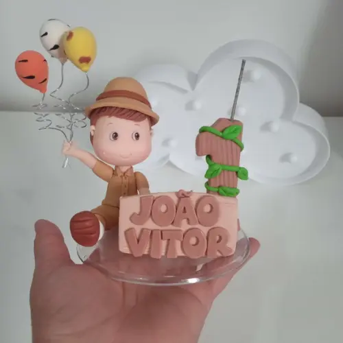 Topo de Bolo Festa Safari Menino com Balões