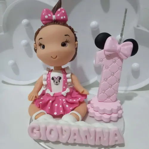 Topo de Bolo Menina com Vela e Nome