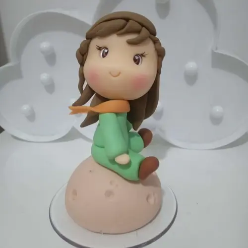 Topo de Bolo Menina Pequeno Príncipe