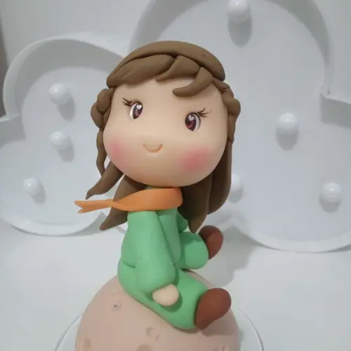 Topo de Bolo Menina Pequeno Príncipe