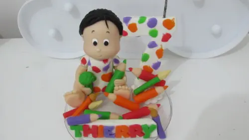 Topo de Bolo Pintando o 7 com Nome