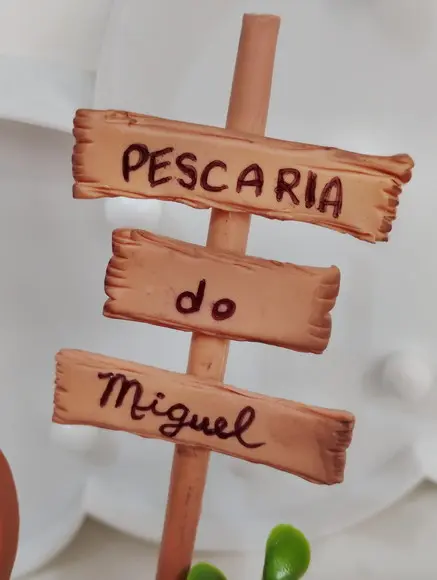 Topo de Bolo Pescaria para Festa Infantil de Biscuit