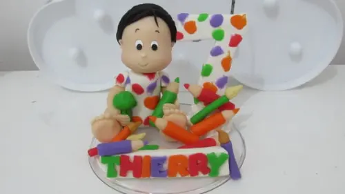 Topo de Bolo Pintando o 7 com Nome