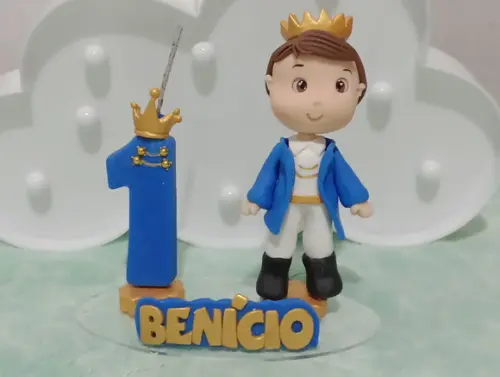 Topo de Bolo Príncipe Personalizado Vela Realeza