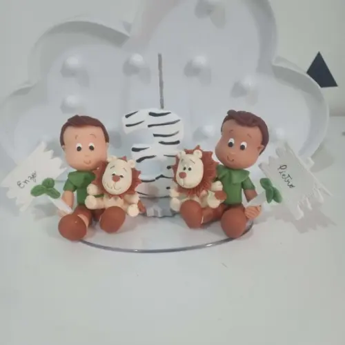 Topo de Bolo Safari para Gêmeos
