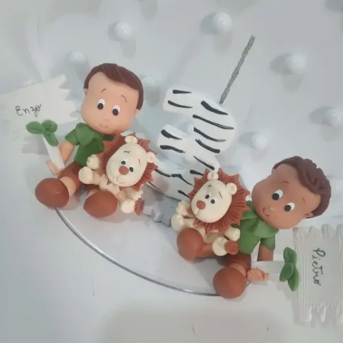 Topo de Bolo Safari para Gêmeos