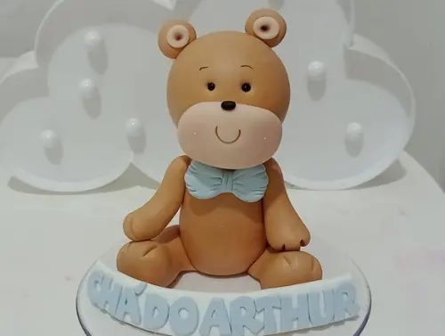 Topo de Bolo Ursinho com Nome