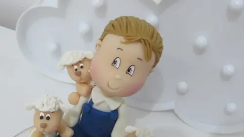 Topo de Bolo Vela Menino com Ovelhas