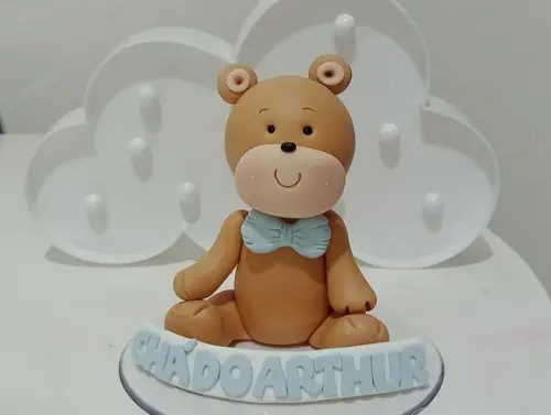 Topo de Bolo Ursinho com Nome