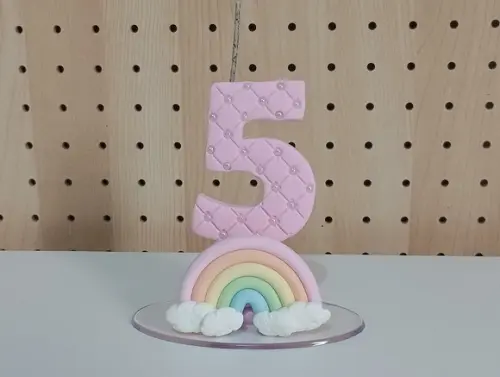 Vela Arco-íris de Biscuit Decorada com Mini Pérolas