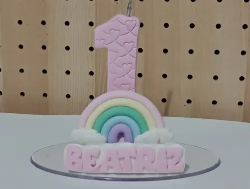 Vela Arco-íris de Biscuit com Nome