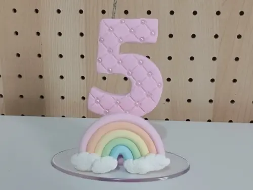 Vela Arco-íris de Biscuit Decorada com Mini Pérolas