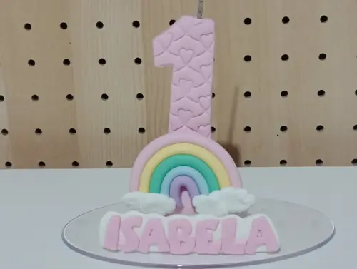 Vela Arco-íris de Biscuit com Nome