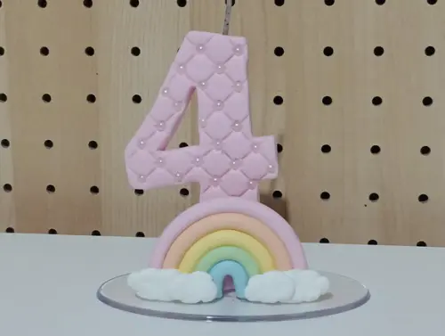 Vela Arco-íris de Biscuit Decorada com Mini Pérolas