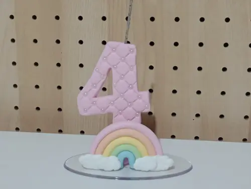 Vela Arco-íris de Biscuit Decorada com Mini Pérolas