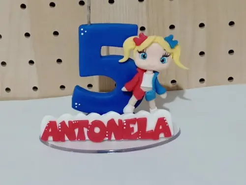 Vela Arlequina com Aplique de Biscuit Ois Dígitos