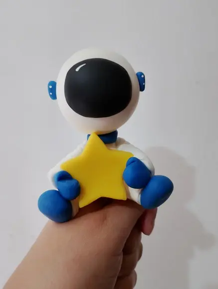 Vela Astronauta no Palito para Bolo Fake Redondo