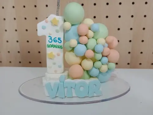 Vela Biscuit 365 Sorrisos Aniversário Personalizada