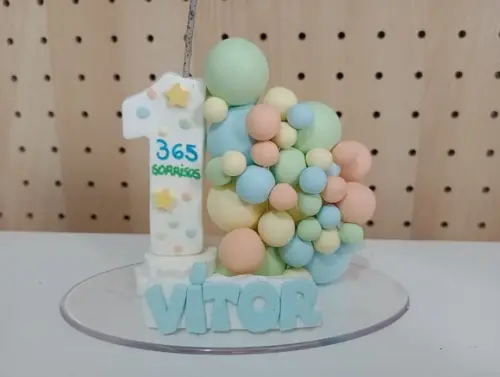 Vela Biscuit 365 Sorrisos Aniversário Personalizada
