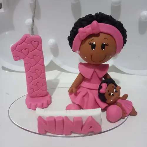 Vela Boneca Afro de Biscuit