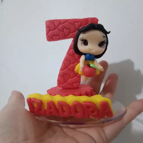 Vela Branca de Neve de Biscuit com Nome