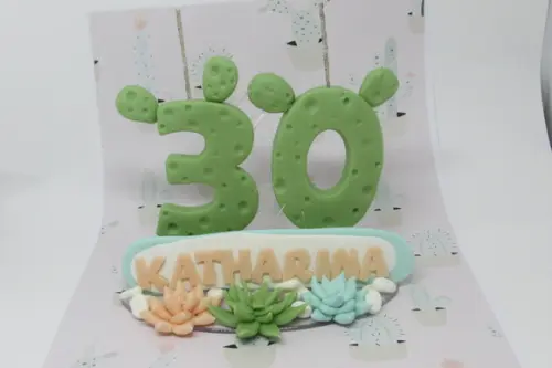 Vela Cactos de Biscuit para Festa Adulto