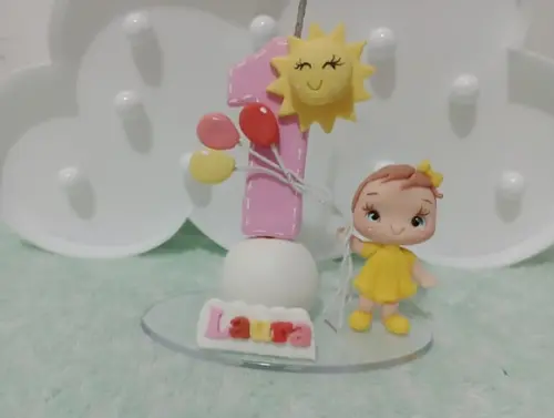 Vela de Biscuit 365 Sorrisos ou Primeira Volta ao Sol Menina