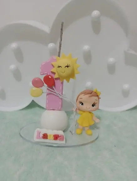 Vela de Biscuit 365 Sorrisos ou Primeira Volta ao Sol Menina