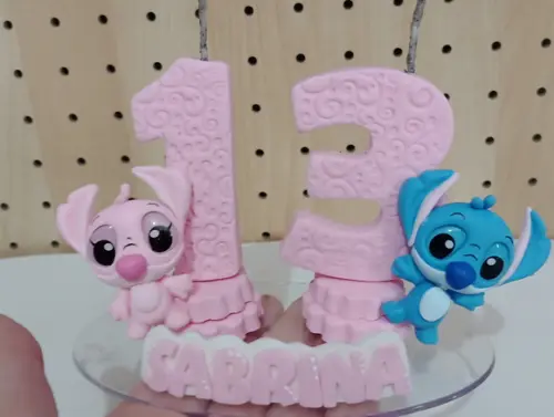 Vela de Biscuit Stitch Dois Dígitos