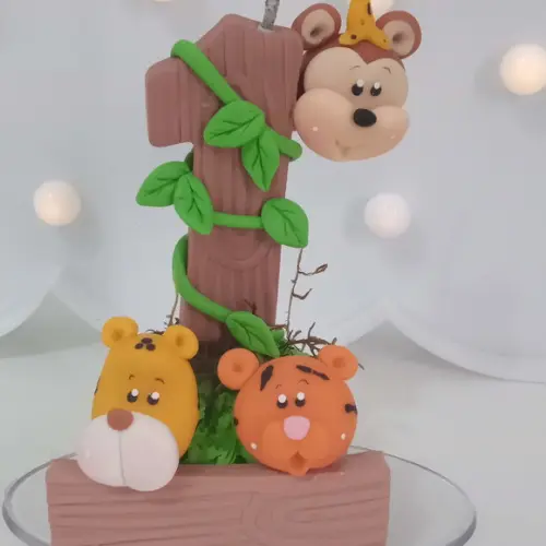 Vela Decorada Tema Safari de Biscuit